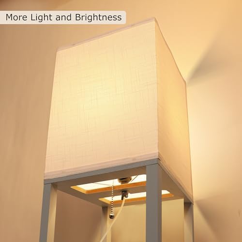 Floor Lamp with Shelves for Living Room and Office