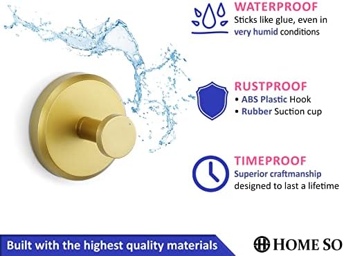 HOME SO Suction Cup Hooks 2-Pack Matte Brushed Satin Gold