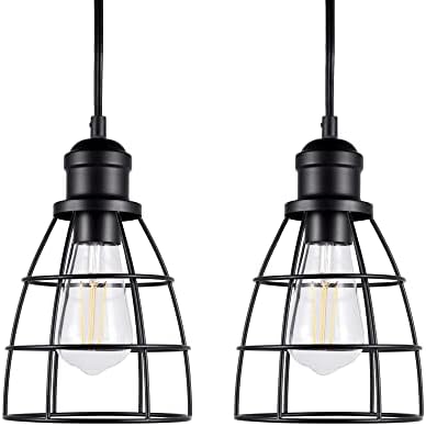 LIT-PATH Plug In Pendant Lighting 2-Pack Black
