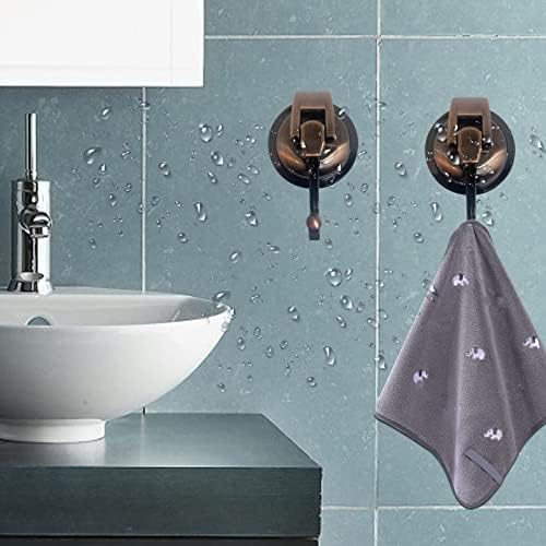 Heavy Duty Vacuum Suction Shower Hooks Antique Brass 2 Pack