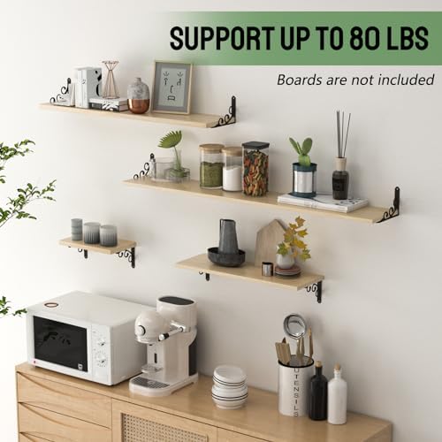IARTOPS L Shelf Brackets 6 Pack Black Heavy Duty