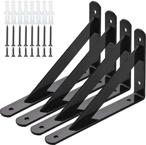 Heavy Duty 8x5 Inch Floating Shelf Brackets 4 Pack Black