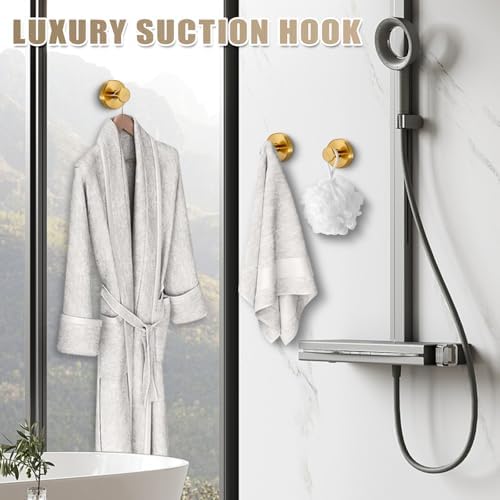 Fenas Suction Cup Hooks 2 Pack Brushed Gold