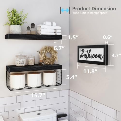 QEEIG Bathroom Shelves Over Toilet 21 Set Black