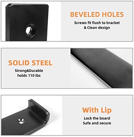 Qualward 55 x 4 Inch Heavy Duty Floating Shelf Bracket Set 6 Pack
