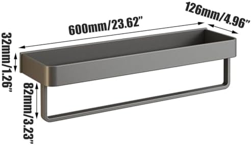 Wall Mounted Bathroom Shelves 2-Tier Floating Shelf with Hooks Gray