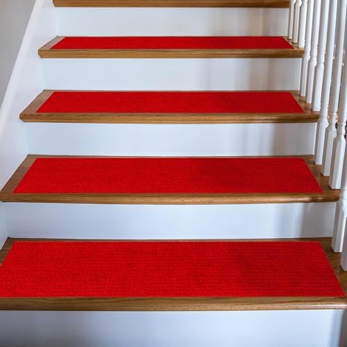 Ottomanson Non-Slip Red Stair Treads 8x30 7 Pack