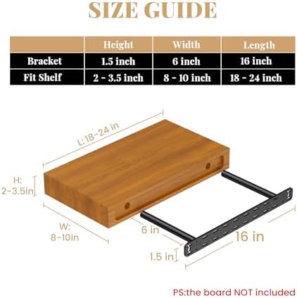 1pc Heavy Duty Floating Shelf Bracket with 15 Inch Backplate