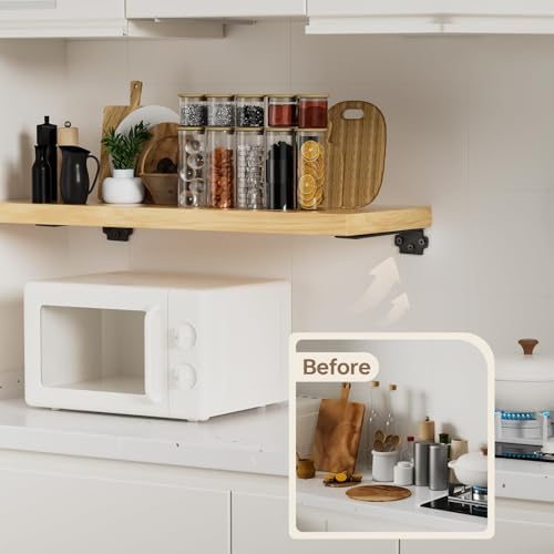 Heavy Duty Floating Shelf Brackets 12 Inch 6 Pack Black Coated