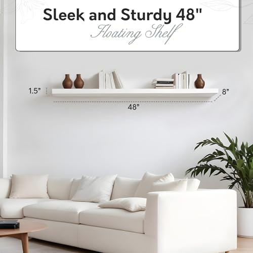 InPlace Wall Mount Slim Shelf with Hidden Brackets - White