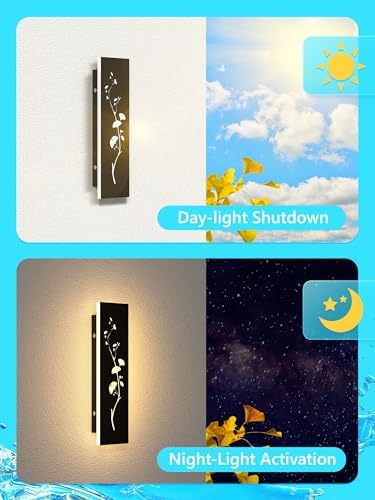 Modern Outdoor Wall Light 449 Inch LED Sconce with Ginkgo Hollow Design