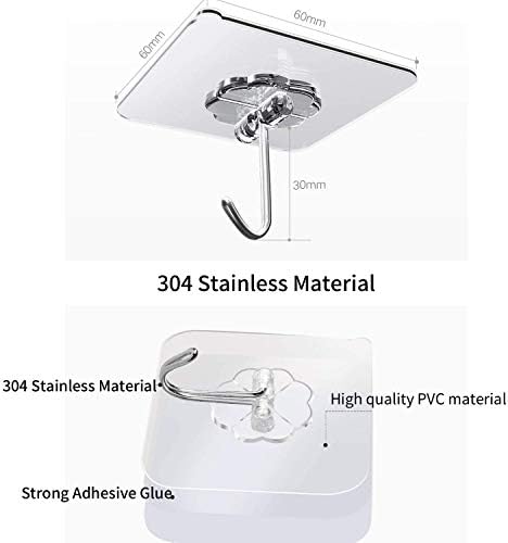 Heavy Duty Adhesive Hooks 20KG for Bathroom Kitchen