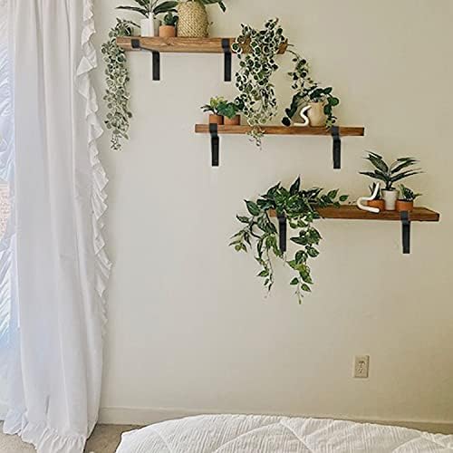 Rustic Wood Floating Shelves 12 Inch Black Farmhouse Brackets 6 Pack