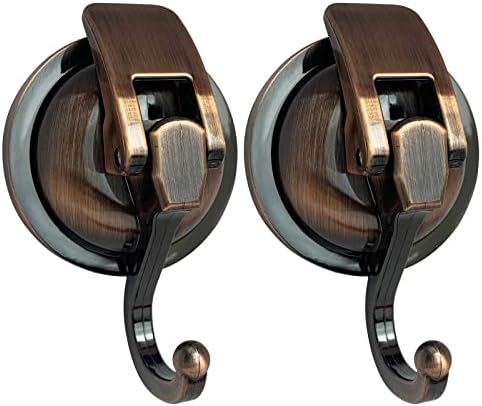 Heavy Duty Vacuum Suction Shower Hooks Antique Brass 2 Pack
