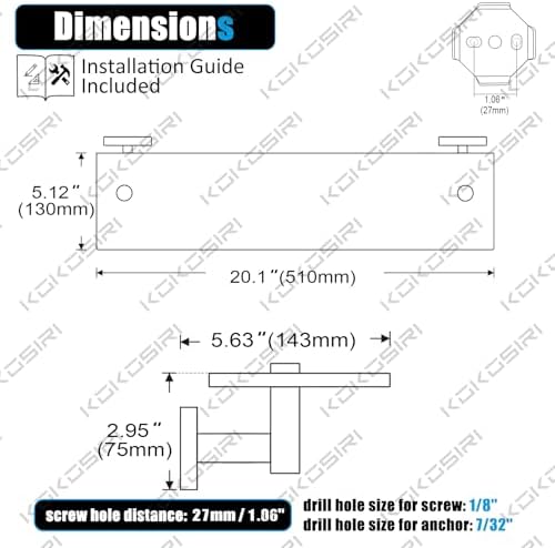 KOKOSIRI Floating Shelf Bathroom Wall Mount 20 Inch