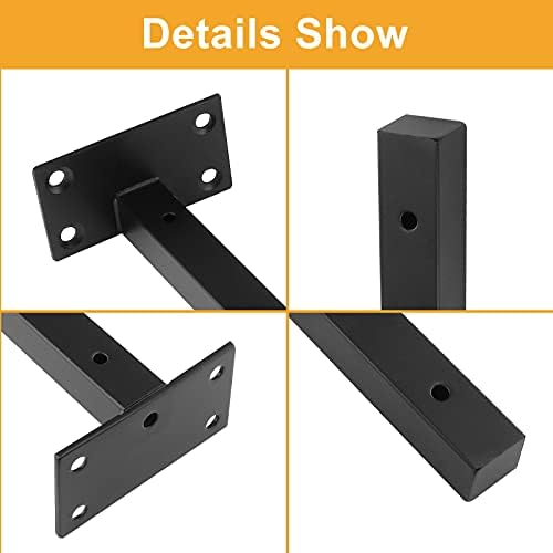 4 Pcs 16 Inch Floating Shelf Brackets Heavy Duty Stainless Steel Black