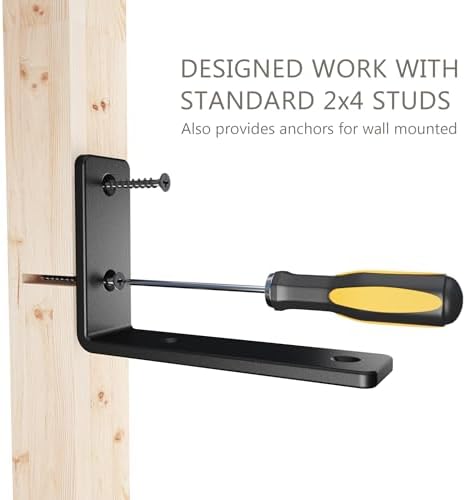 4 Pack 12 Inch Heavy Duty Floating Shelf Brackets - Black Powder Coated Steel
