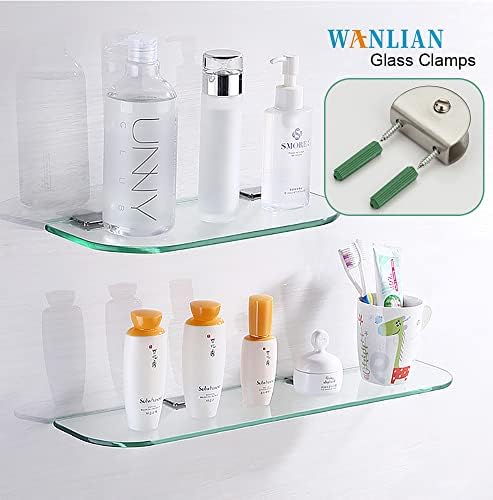 WANLIAN 8 Pcs Brushed Steel Glass Shelf Brackets