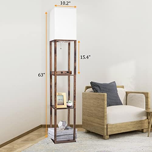 Dott Arts Floor Lamp with Shelves and Wireless Charger