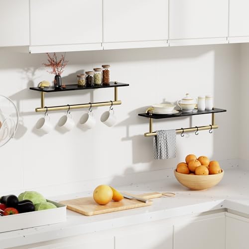 Alise Floating Glass Shelves for Bathroom 157 Inch Gold Black