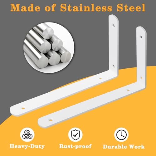 Alise Floating Shelf Brackets 4Pcs White Heavy Duty L Corner