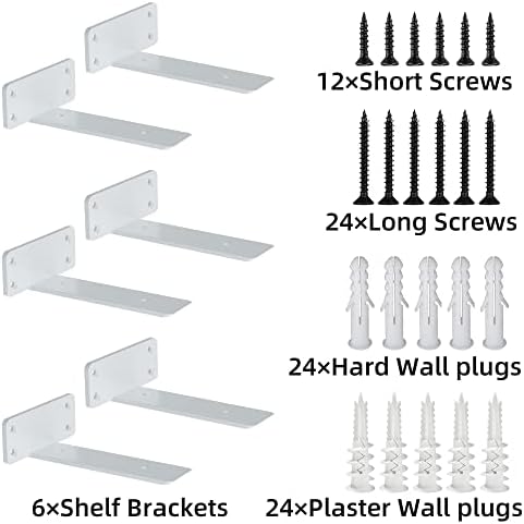 ZGO 8 Inch Floating Shelf Brackets 6 Pack