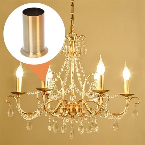 6pcs Candle Chandelier Sleeves Golden Iron Light Tube Covers
