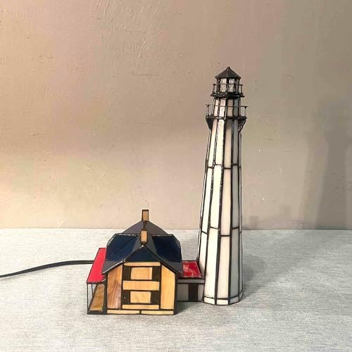 Bieye L10942 St Simons Lighthouse Tiffany Style Table Lamp