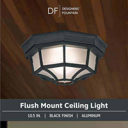 Designers Fountain 2067-BK Builder Cast Outdoor Flush Mount Ceiling Light Black