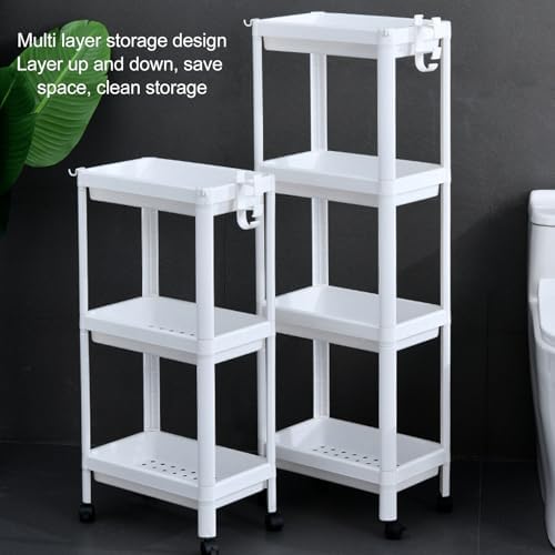 Freestanding Bathroom Shelf with 3 Layers and Wheels