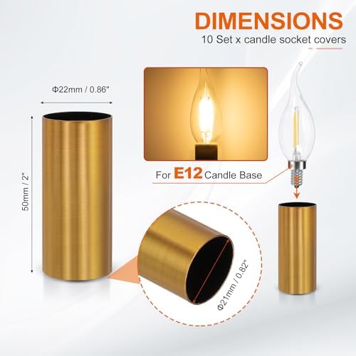PATIKIL 2 Inch Tall Candle Covers Metal Sleeves 10pcs