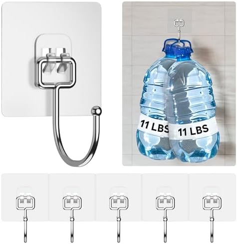 GLUIT Heavy Duty Wall Hooks 22 lbs 6 Pack No Damage