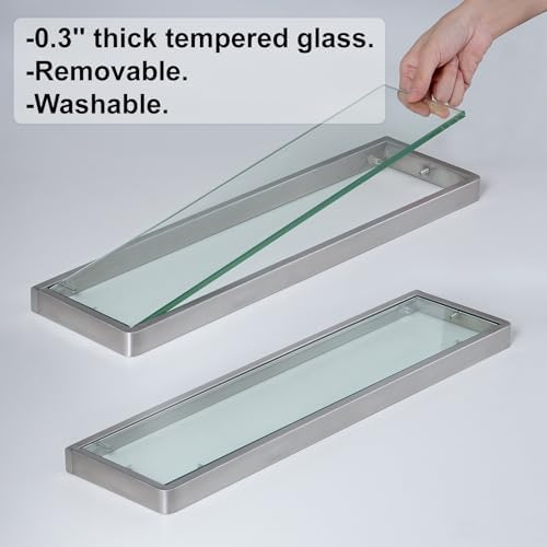 Brushed Nickel Floating Bathroom Shelf 20 Inch 1 Tier Organizer