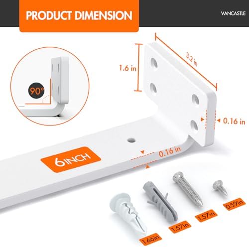 VANCASTLE 6 Inch Floating Shelf Bracket 6 Pack