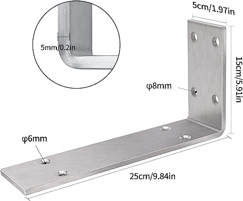 YUMORE Stainless Steel L Bracket 2 Pack Heavy Duty