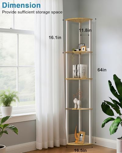 Lightdot 64 Inch Floor Lamp with Shelves - White