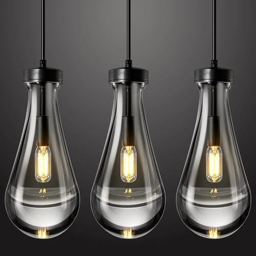 Raindrop Pendant Lights Set of 3 Teardrop Black Hanging Fixtures