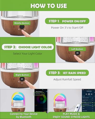 Weljoy Rainbow Rain Cloud Lamp with Water Sounds and Aromatherapy