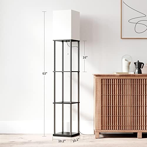 SUNMORY Floor Lamp with Shelves Black