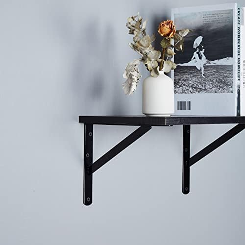 8-Pack 12 Inch Heavy Duty Shelf Brackets Black Powder-Coated Steel