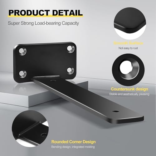 12 Pack 10 Inch Black L Shelf Brackets