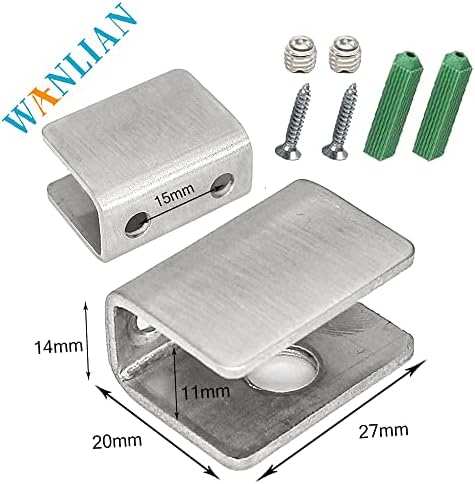 WANLIAN 8 Pcs Brushed Steel Glass Shelf Brackets