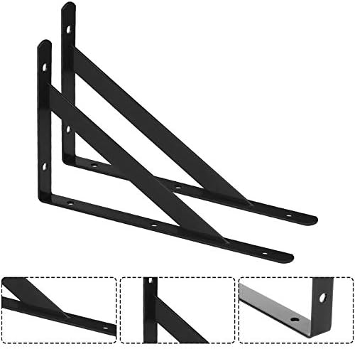 10 Pack Heavy Duty Black Shelf Brackets with 90 Degree Triangle Design