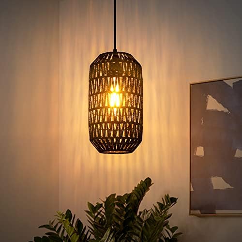 Dimmable Plug In Pendant Light with 15ft Black Cord