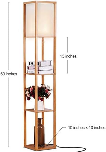 Brightech Maxwell Modern Shelf Floor Lamp with LED and Wood Design