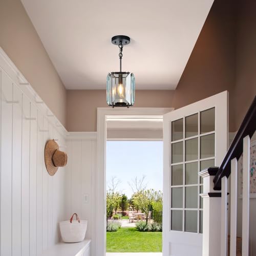 Modern Black Crystal Chandelier Rectangle Pendant Light