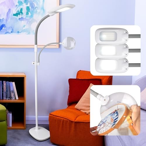 OttLite LED Floor Lamp with Magnifier and 3 Brightness Settings
