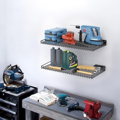 TORACK 2 Pack Wall Mounted Storage Shelves Black