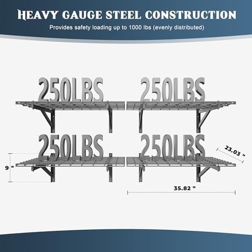 4 Pack Heavy Duty Garage Shelving Set Black