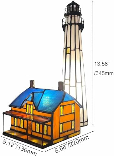Bieye L10942 St Simons Lighthouse Tiffany Style Table Lamp